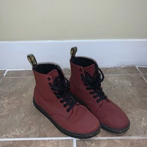 Dr Martens Canvas Boots in Burgundy